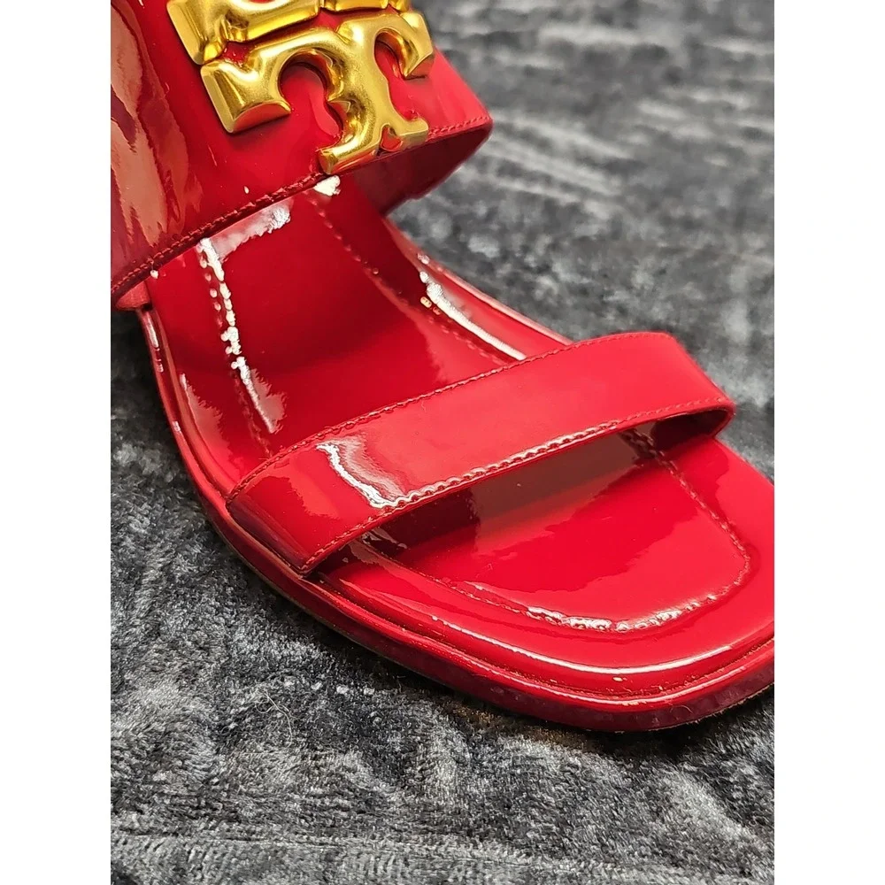 Tory Burch Red Patent Leather Eleanor Heel Sandal Size 6